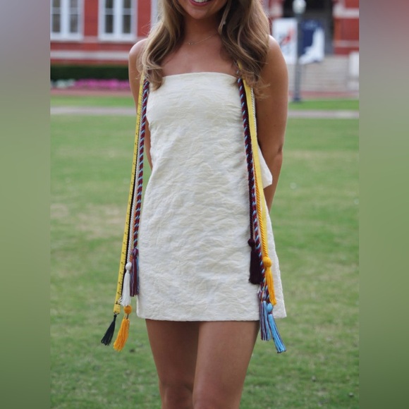 Anthropologie Cream Strapless Dress with Bow - Picture 2 of 8